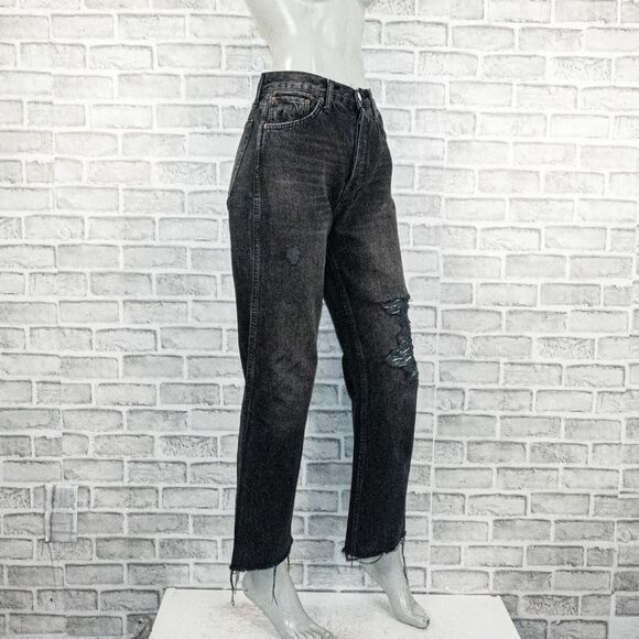 RE/DONE Women's High-Rise Loose Distressed Denim Jeans in Worn in Black sz 26 - Picture 4 of 14